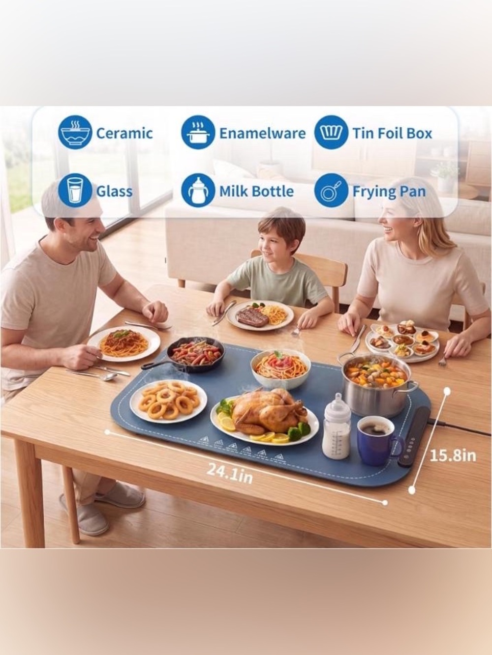 Warming Mat for Food 24 x 16in, Food Warming Mats for Countertop